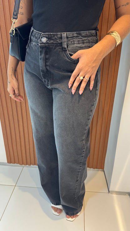 Calça Wide Leg Preto Vintage