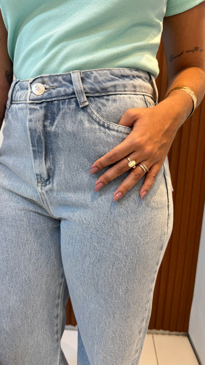 Calça Wide Leg Jeans Claro
