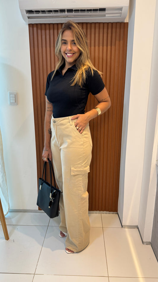 Calça Cargo Bege Sand