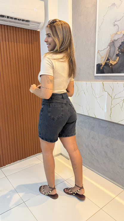 Bermuda Jeans Preta Vintage